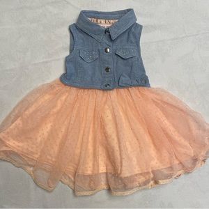 Little Lass western style girls dress, size 12m. Denim and peach.